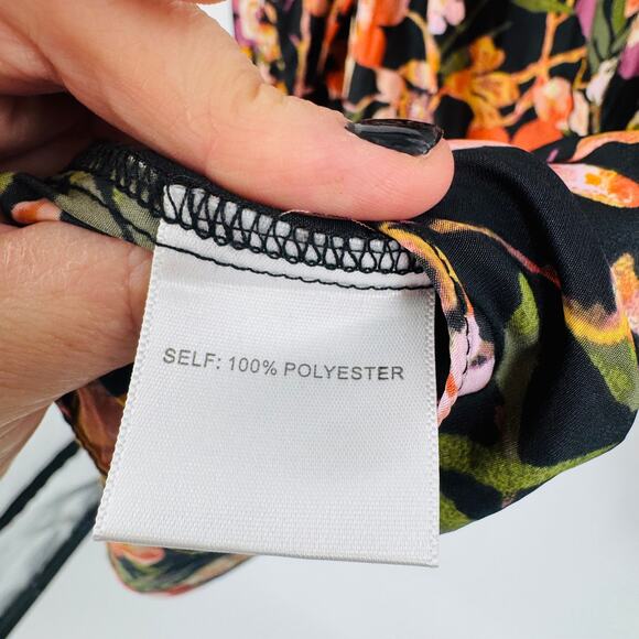 Unbranded Black Floral Blouse Fall Colors Long Sleeve Boho Style Size M - Picture 5 of 7